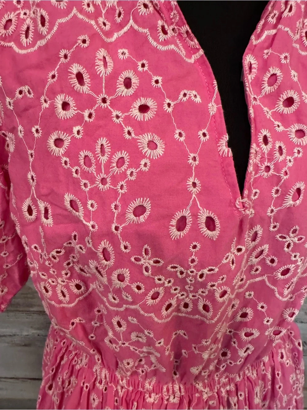 Sugarlips Pink Eyelet Ruffle Waist Mini Dress - Picture 2 of 5